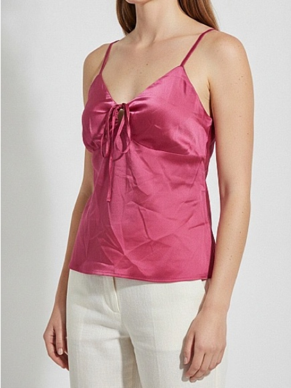 Silk Raspberry Tie-Front Cami Top By Charlotte Russe Size S